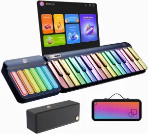 Smart Piano Keyboard with Speaker, Rainbow Lighting Keys, Beginner Lessons, 256 Tones, 100  Chords, MIDI Controller, Sustain Pedal Jack, and Electric Keyboard Piano Audio Input