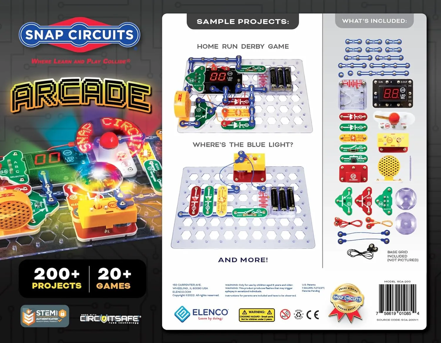 Snap Circuits “Arcade”, Electronics Exploration Kit, Stem Activities for Ages 8 , Full Color Project Manual (SCA-200)