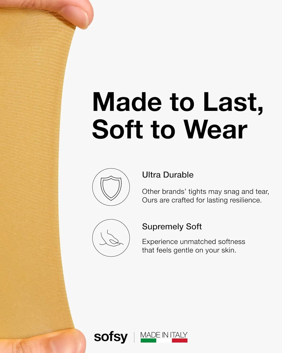 sofsy 10-Year Hosiery Craftsmanship - Italian-Made 40 Den Opaque Tights for Women | Soft High-Waist Pantyhose Solid Color