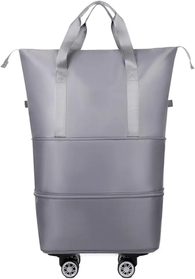 Solid Color Wheeled Rolling Sport Bag Extendable Foldable Travel Luggage Bag with Large Capacity Storage