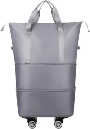 Solid Color Wheeled Rolling Sport Bag Extendable Foldable Travel Luggage Bag with Large Capacity Storage