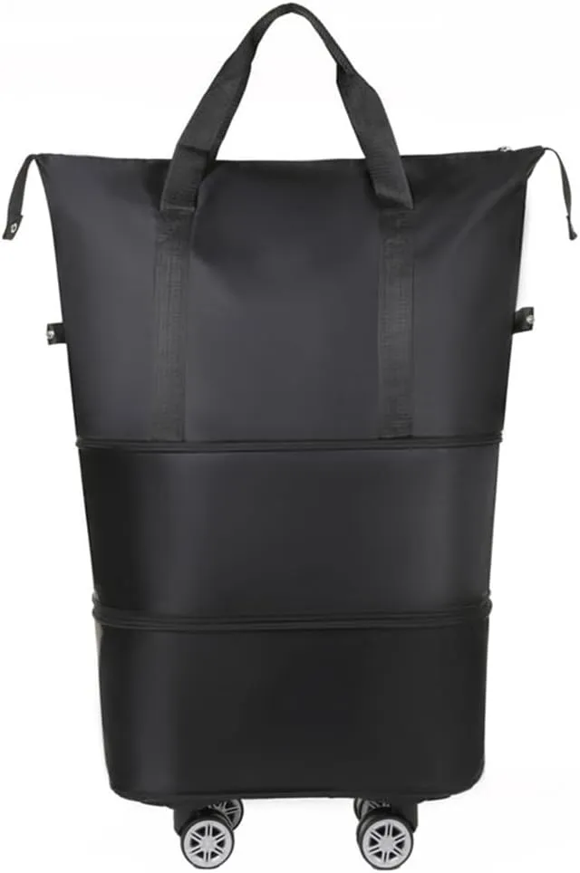 Solid Color Wheeled Rolling Sport Bag Extendable Foldable Travel Luggage Bag with Large Capacity Storage