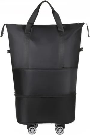 Solid Color Wheeled Rolling Sport Bag Extendable Foldable Travel Luggage Bag with Large Capacity Storage