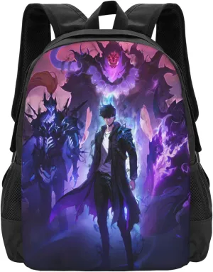 Solo Novel Leveling Laptop Backpack Large Travel Bags Unisex Adult Breathable Sport Bags Cool Work Rucksack Notebook Bag Casual Daypack for Camping