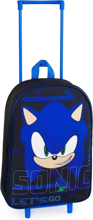 Sonic The Hedgehog Kids Suitcase, Foldable Trolley Bag 15.35” x 10.63” x 3.94”