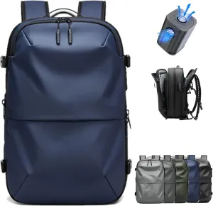 Spacevac Pro Backpack, Air Vacpack Backpack with Vacuum Seal Compression, 60L Expandable Easy Vac Travel Bag with Pump (Prestige-Blue, 60L（with electric air pump）)