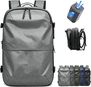 Spacevac Pro Backpack, Air Vacpack Backpack with Vacuum Seal Compression, 60L Expandable Easy Vac Travel Bag with Pump (Prestige-Light gray, 60L（with electric air pump）)