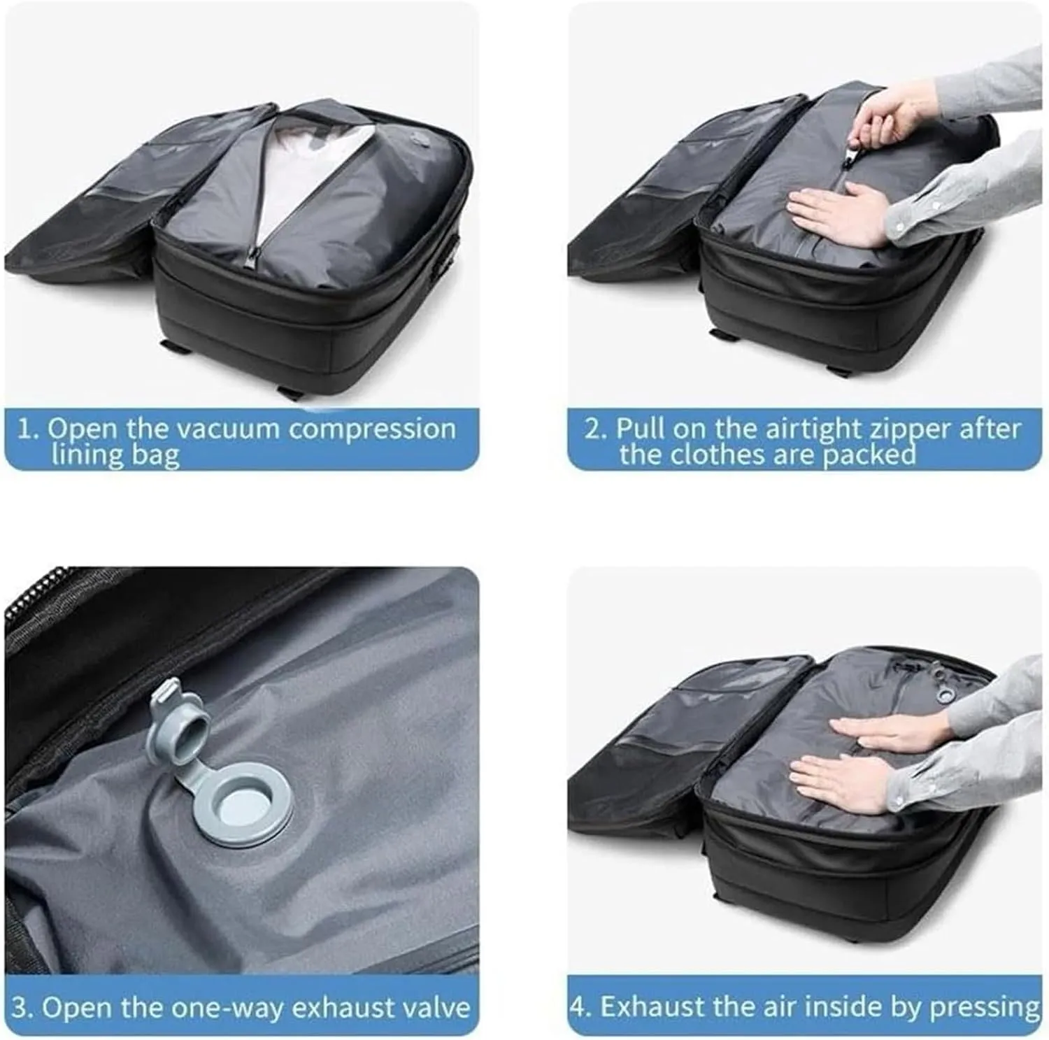 Spacevacpro Backpack, 60l Spacevac Pro Backpack with Vacuum, Multifunctional Waterproof Expandable Anti-Theft Pack (Black-2.0, Without Air Pump)