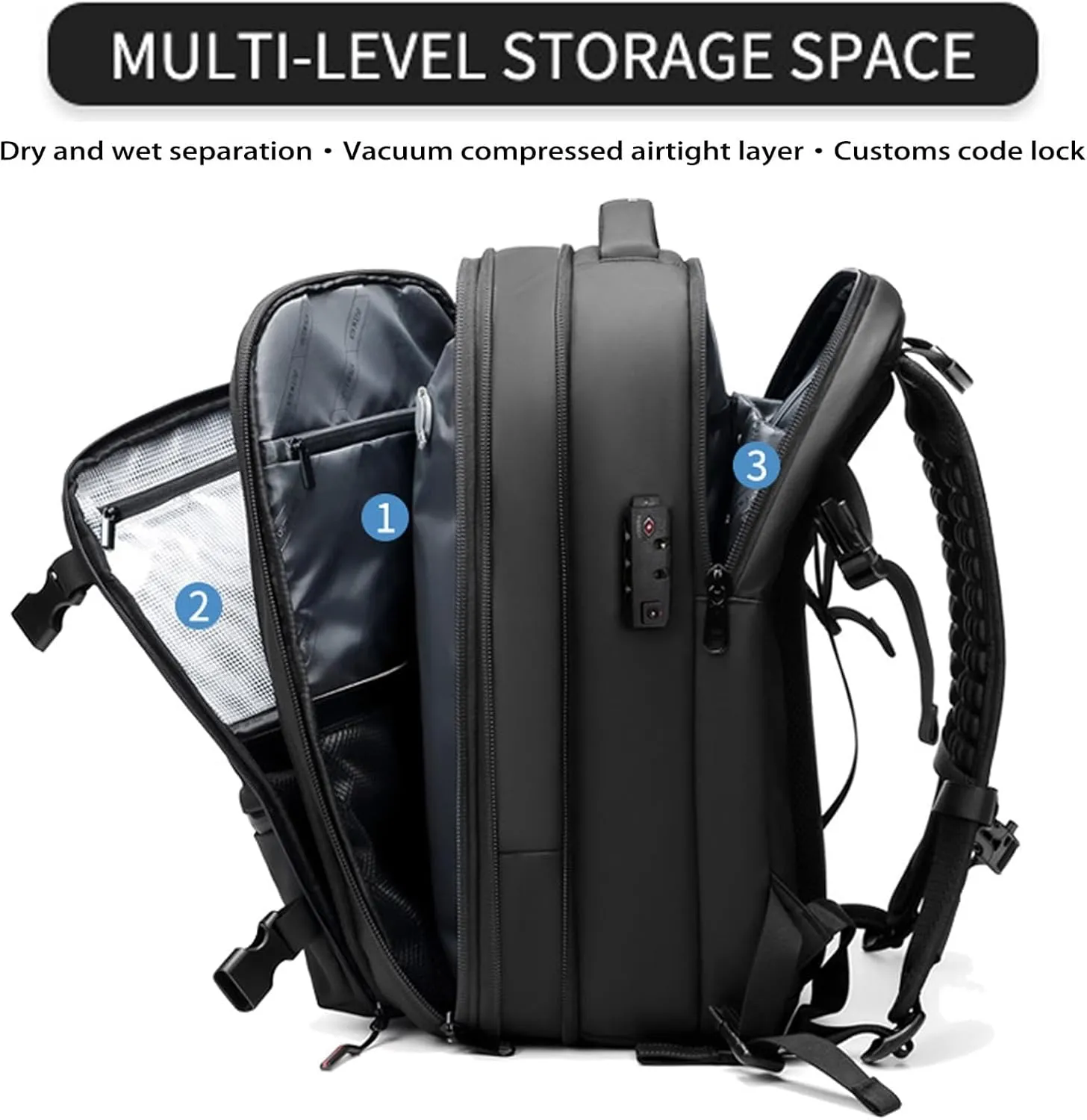 Spacevacpro Backpack, 60l Spacevac Pro Backpack with Vacuum, Multifunctional Waterproof Expandable Anti-Theft Pack (Black-2.0, Without Air Pump)