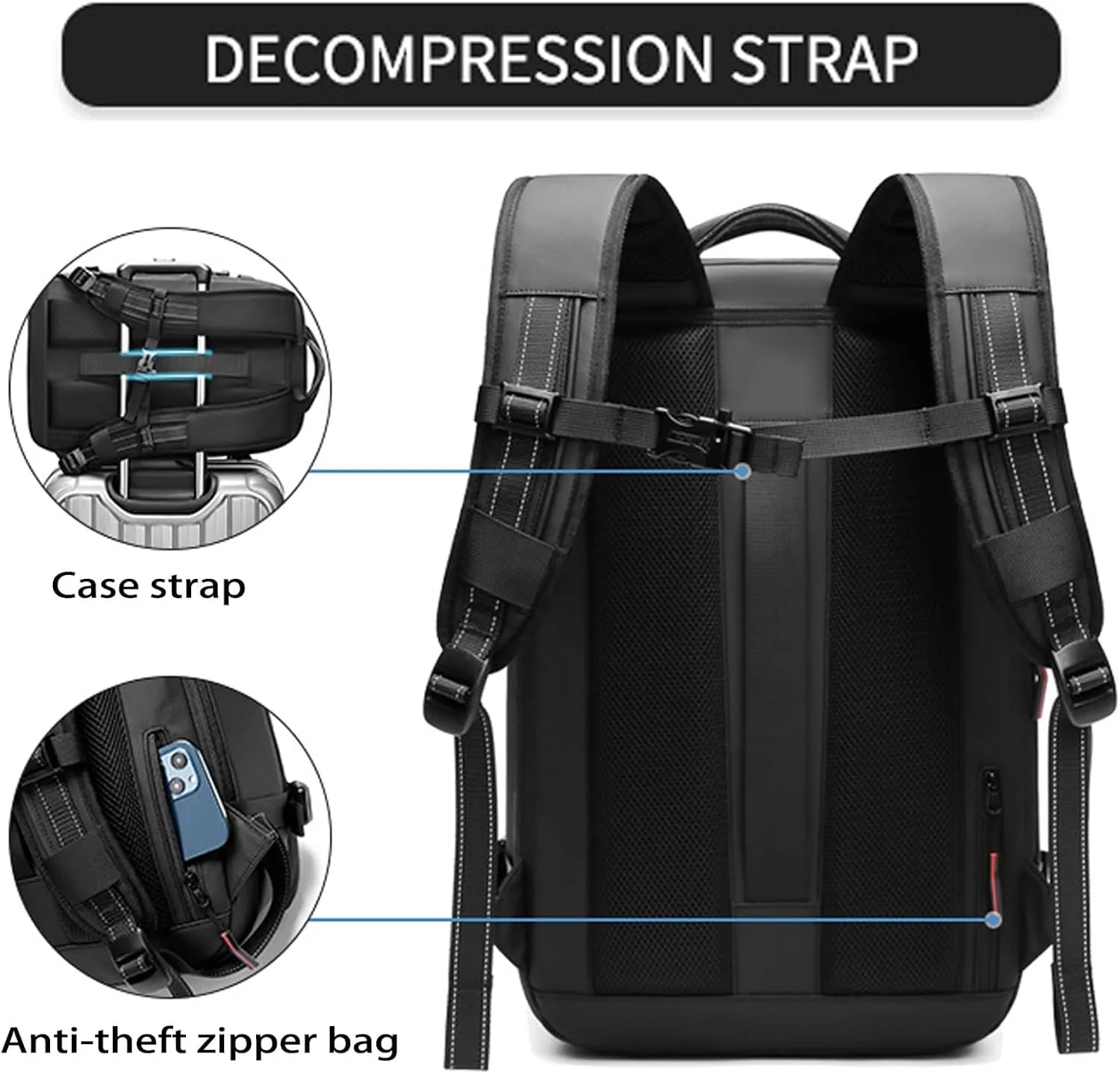 Spacevacpro Backpack, 60l Spacevac Pro Backpack with Vacuum, Multifunctional Waterproof Expandable Anti-Theft Pack (Black-2.0, Without Air Pump)