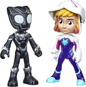 Spidey and His Amazing Friends Hero Reveal 2-Pack, Marvel Action-Figures, Mask-Flip Feature, Ghost-Spider and Black Panther, Ages 3 and Up