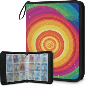 Spiral Rainbow Trading Card Binder 9 Pocket 900 Cards Holder Collector Album with 50 Removable Sleeves Toys Gifts for Boys Girls Colorful Game Sports Cards