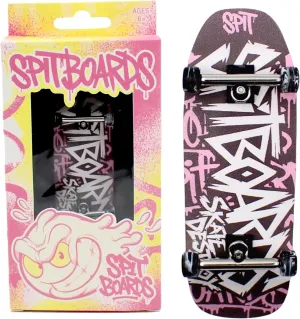 SPITBOARDS® 34mm Fingerboard Oldschool Cruiser Pro Complete Setup, Pre-Assembled 5-Layer Wood, Pro Trucks, Soft Urethane 60D Bearing Wheels, Real-Wear Graphics, Lasered Foam Tape 'Graffiti Logo'