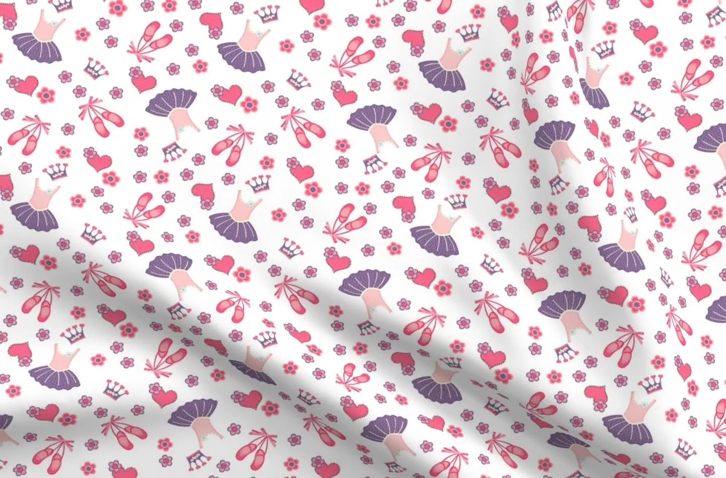 Spoonflower Fabric - Ballet Dance Princess Pink Tutu Ballerina Kids Children Flower Printed on Minky Fabric by The Yard - Sewing Baby Blankets Quilt Backing Plush