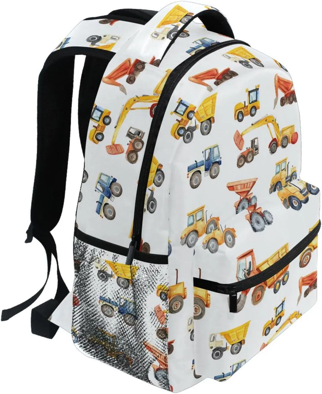 Sport Backpack for Men Women Fashion School Bag with Chest Strap for Travel Trip Construction Vehicles