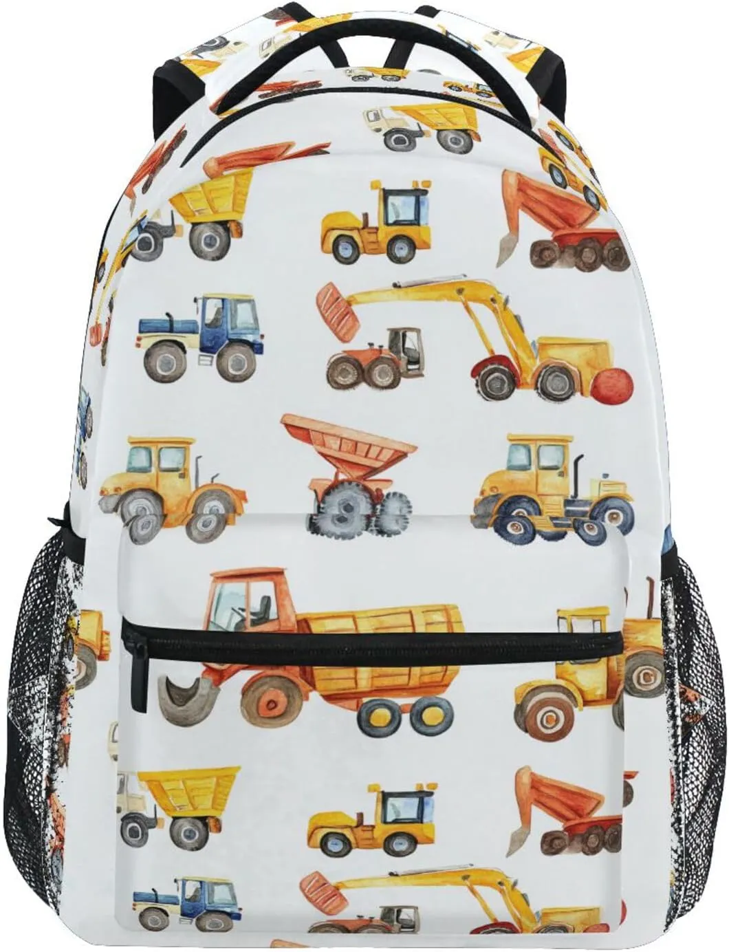 Sport Backpack for Men Women Fashion School Bag with Chest Strap for Travel Trip Construction Vehicles