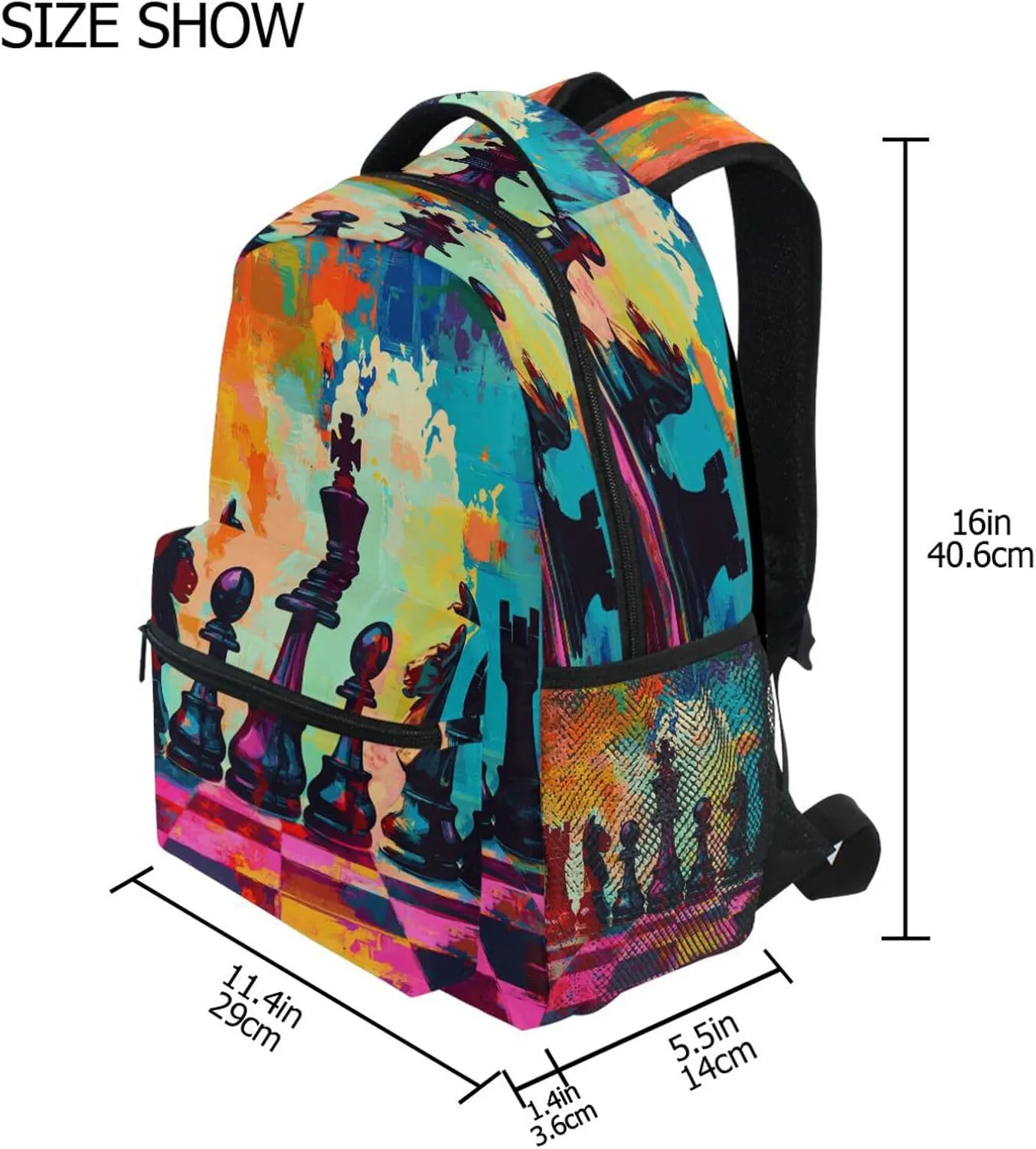 Sport Backpack for Teenager Waterproof School Bag with Chest Strap for Business Work College Travel Trip Chess Set