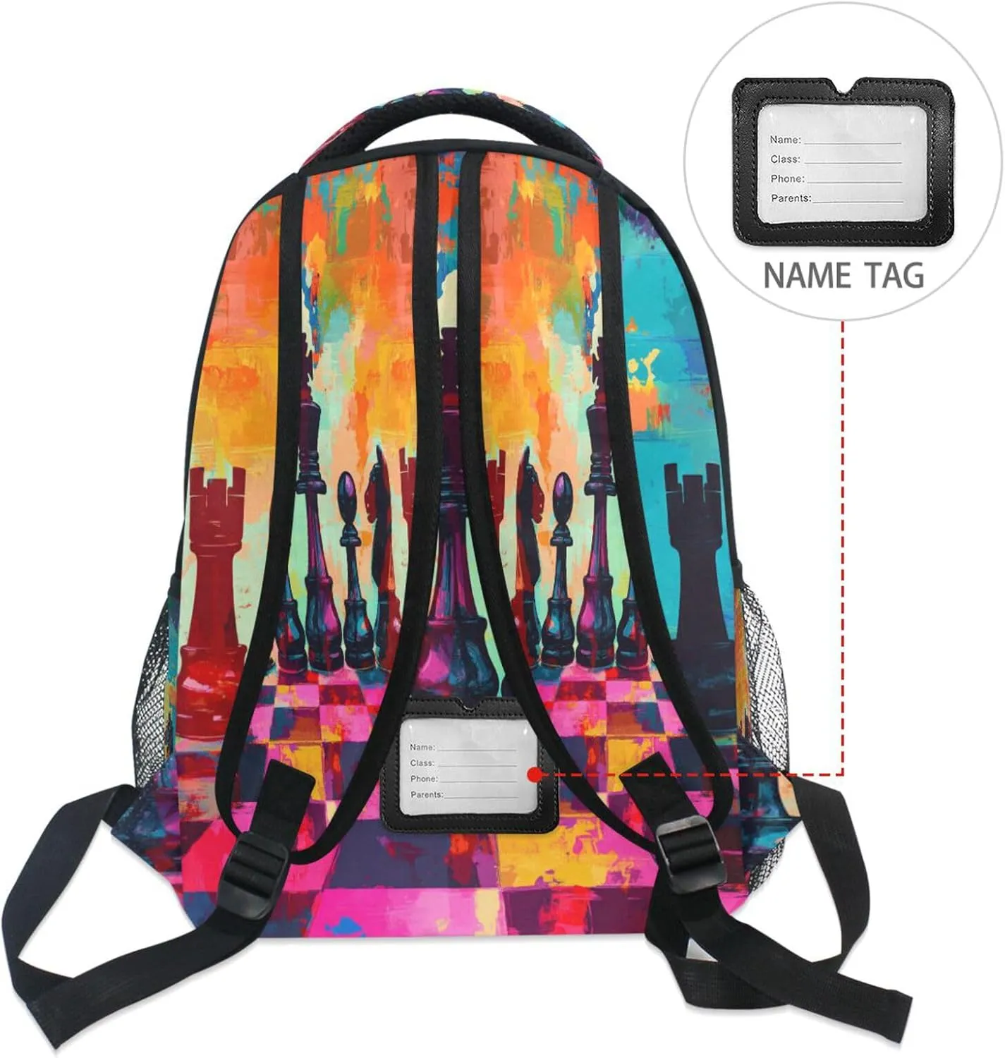 Sport Backpack for Teenager Waterproof School Bag with Chest Strap for Business Work College Travel Trip Chess Set