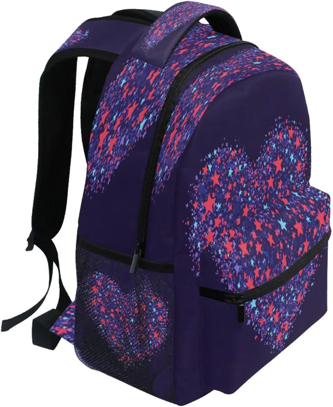 Sport Backpack for Teens Boys Girls Waterproof Outdoor Backpack with Chest Strap Gift Men & Women Purple Heart Day Red and Blue Stars