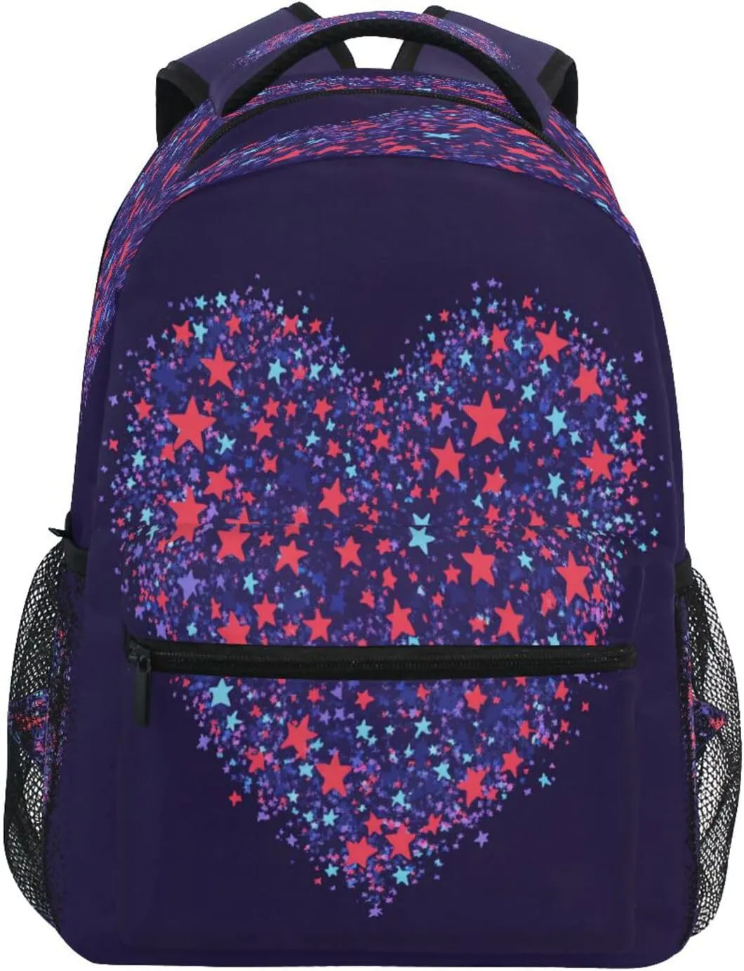 Sport Backpack for Teens Boys Girls Waterproof Outdoor Backpack with Chest Strap Gift Men & Women Purple Heart Day Red and Blue Stars