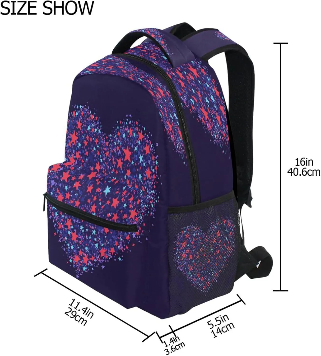 Sport Backpack for Teens Boys Girls Waterproof Outdoor Backpack with Chest Strap Gift Men & Women Purple Heart Day Red and Blue Stars