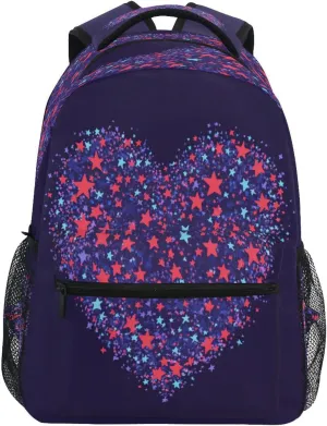 Sport Backpack for Teens Boys Girls Waterproof Outdoor Backpack with Chest Strap Gift Men & Women Purple Heart Day Red and Blue Stars