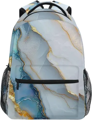 Sport Backpack for Unisex Adult Waterproof Personal Backpack with Chest Strap Gift Men & Women Marble White White