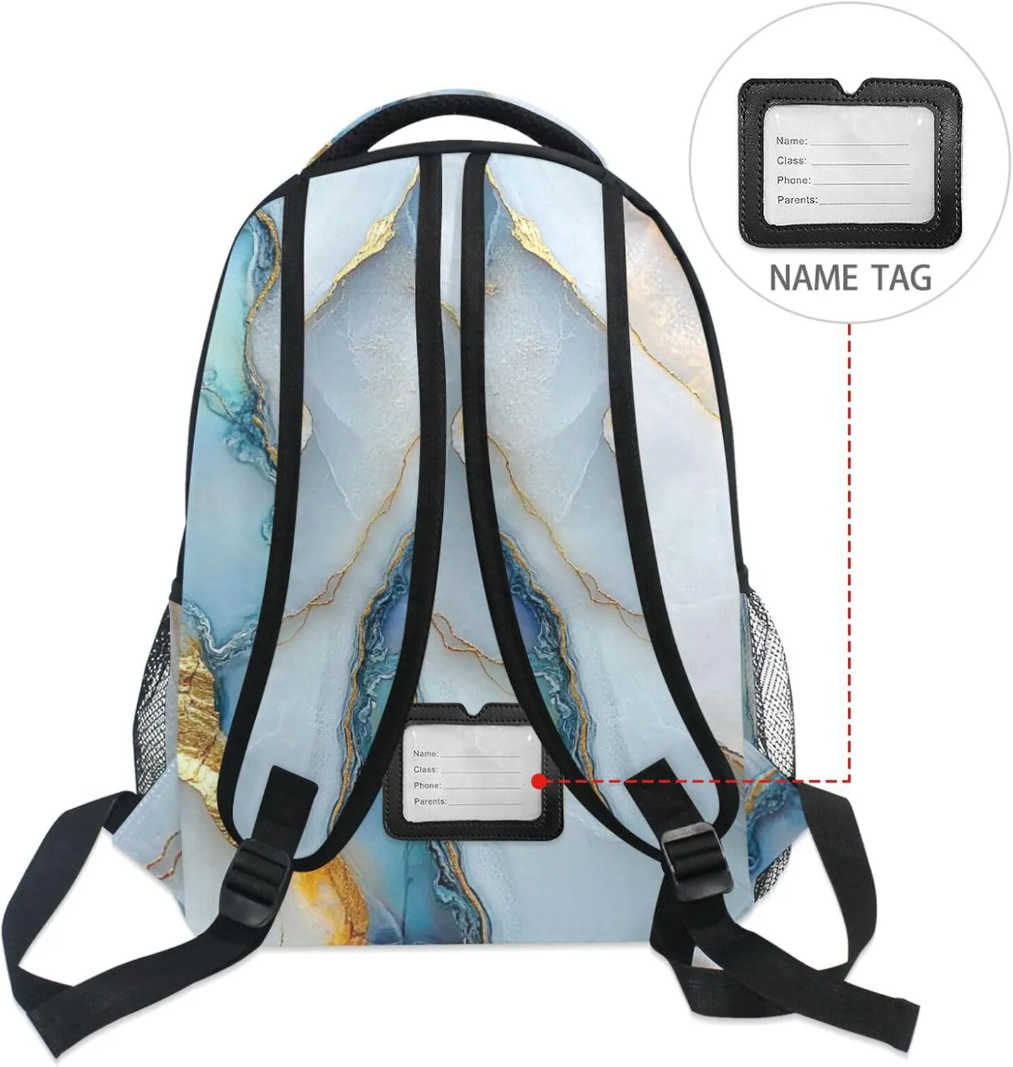 Sport Backpack for Unisex Adult Waterproof Personal Backpack with Chest Strap Gift Men & Women Marble White White