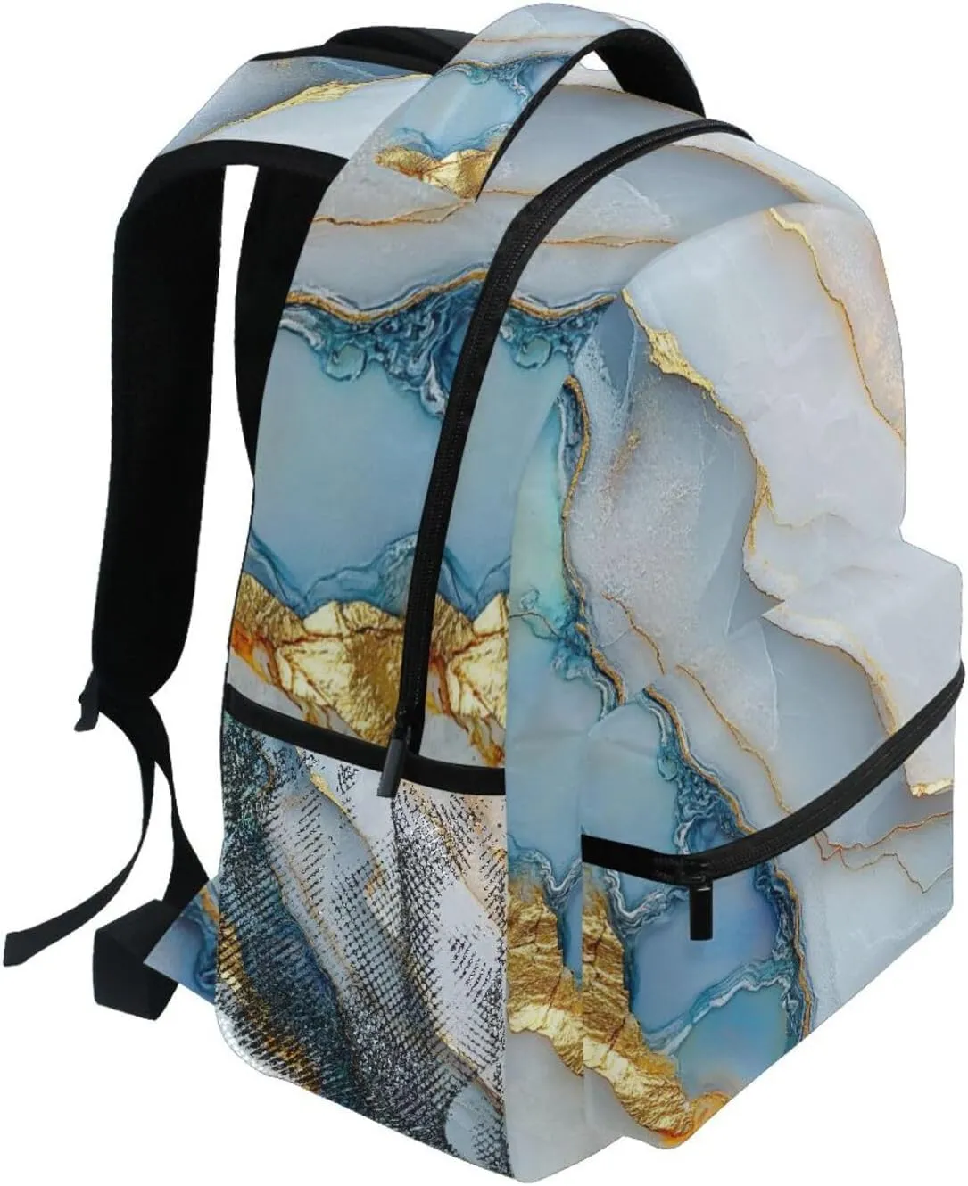 Sport Backpack for Unisex Adult Waterproof Personal Backpack with Chest Strap Gift Men & Women Marble White White
