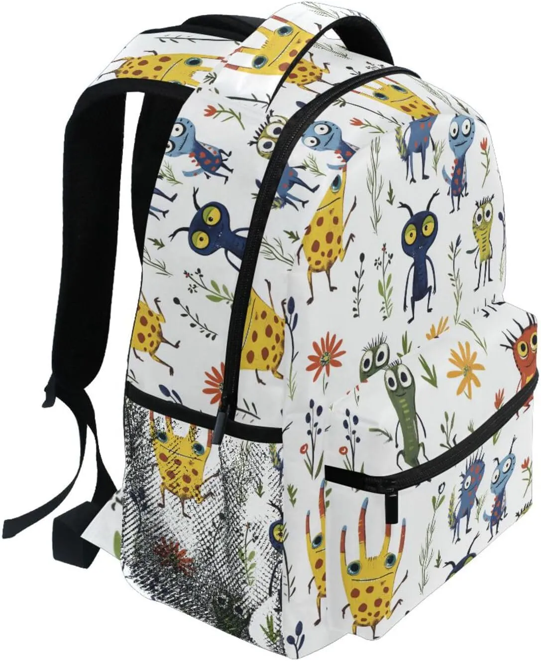 Sport Backpack for Women Men Waterproof Business Work Bag with Chest Strap Gift Men & Women Cartoon Funny Aliens White