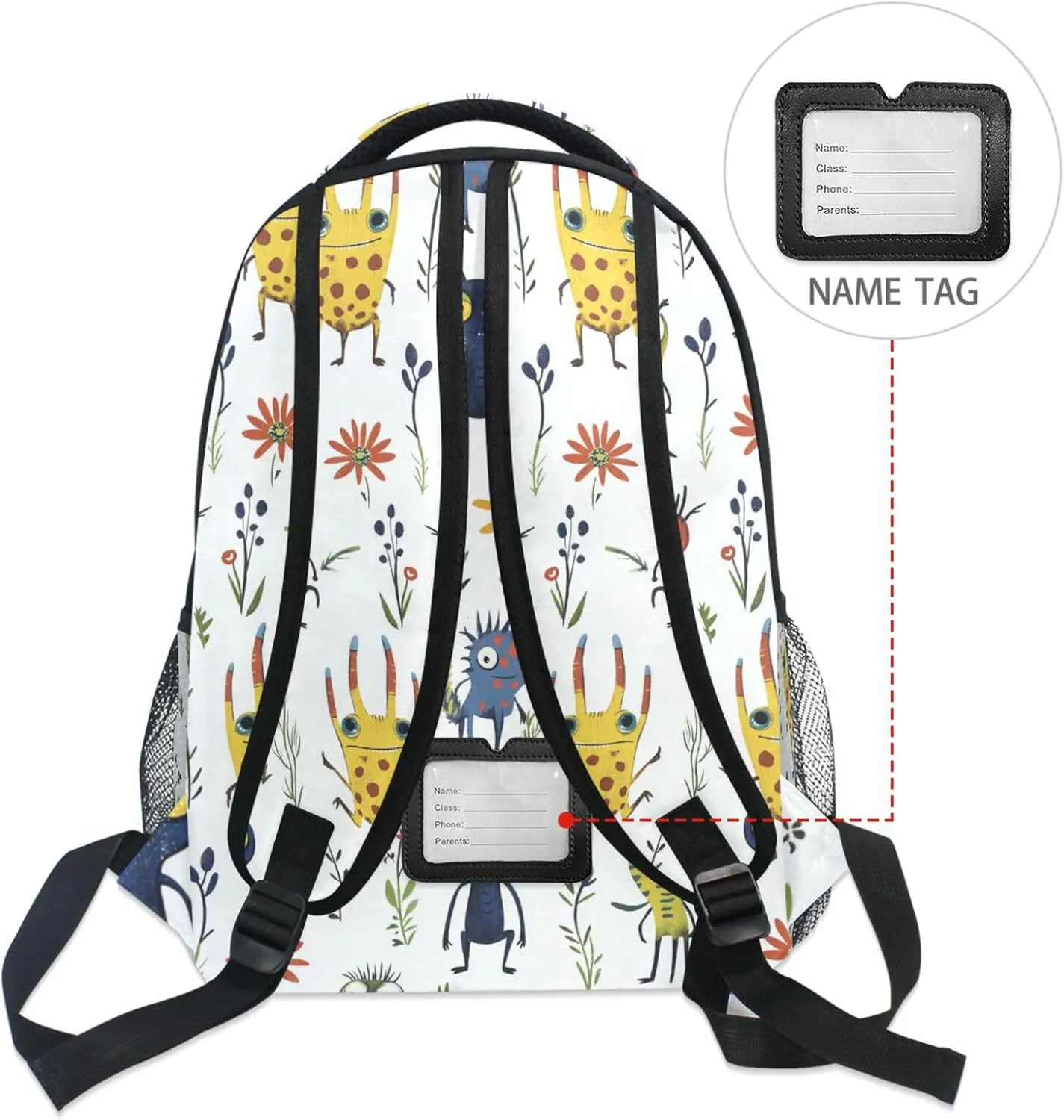 Sport Backpack for Women Men Waterproof Business Work Bag with Chest Strap Gift Men & Women Cartoon Funny Aliens White