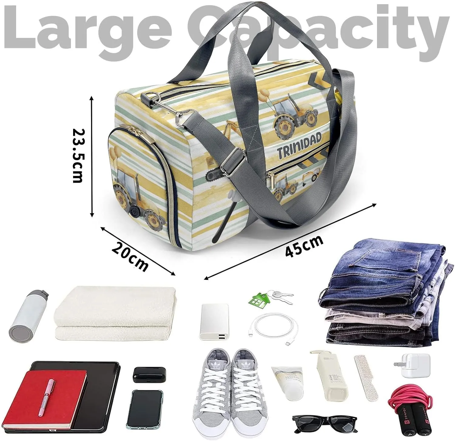 Sport Player Duffle Bag for Travel,Personalized Little Trucks Jump Carry on Bag Travel Bags Overnight Weekend Gym Bag Carry On Luggage Bags