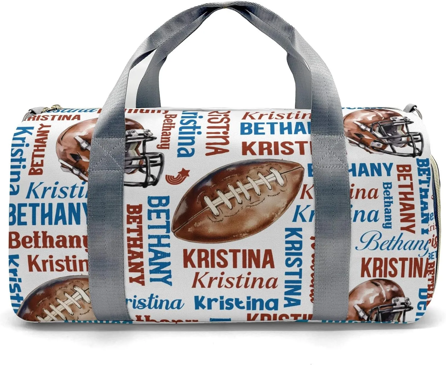 Sport Player Gym Bags Travel Duffle Bag, Word Cloud Text Football Weekender Duffel Bag With Shoe Compartment, Personalized Name Workout Duffle Sports Bag for Travel Yoga