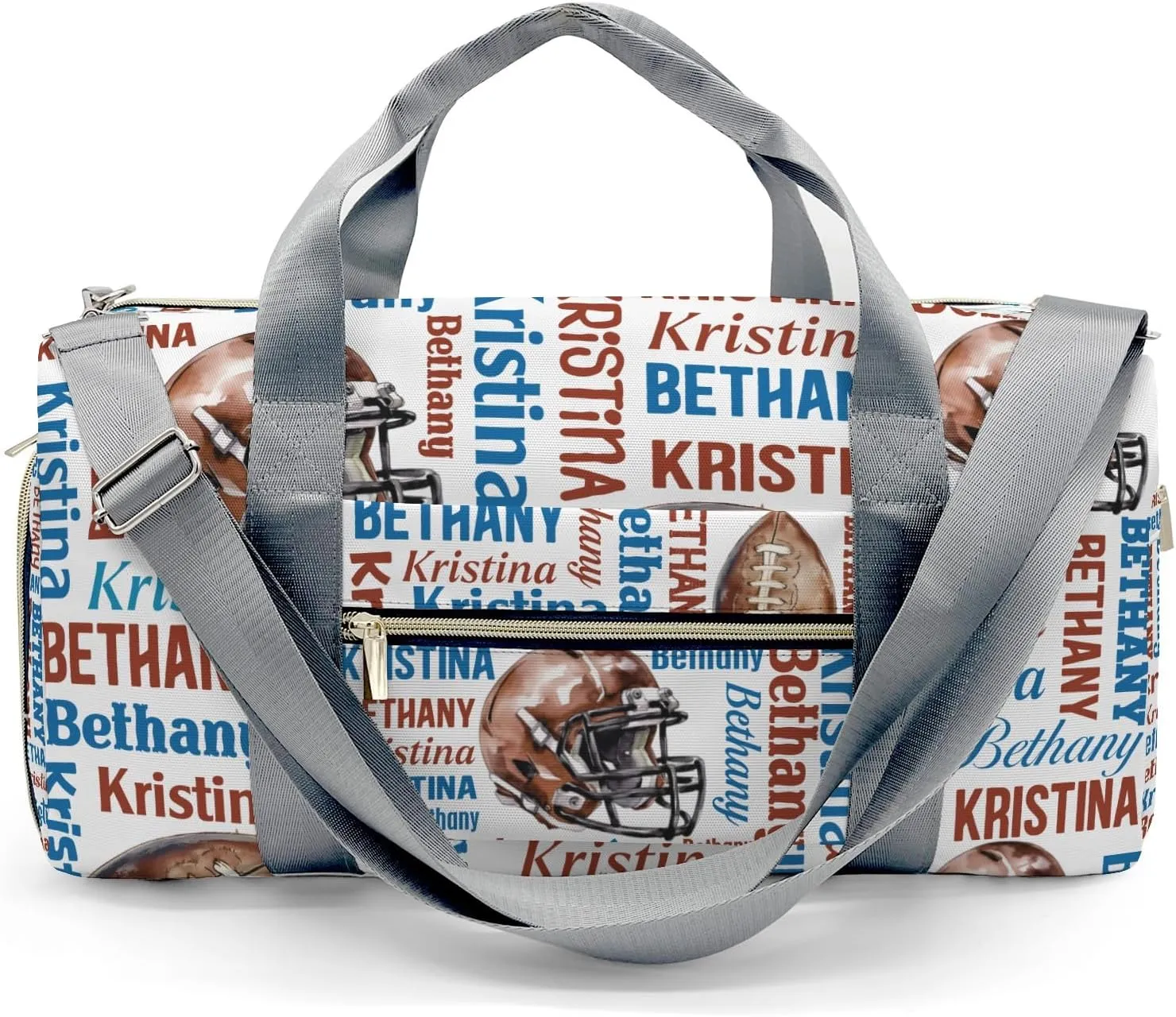 Sport Player Gym Bags Travel Duffle Bag, Word Cloud Text Football Weekender Duffel Bag With Shoe Compartment, Personalized Name Workout Duffle Sports Bag for Travel Yoga