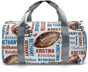 Sport Player Gym Bags Travel Duffle Bag, Word Cloud Text Football Weekender Duffel Bag With Shoe Compartment, Personalized Name Workout Duffle Sports Bag for Travel Yoga