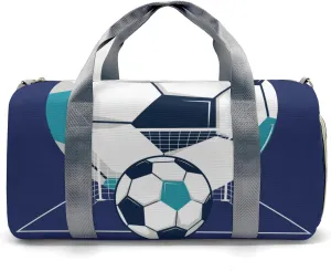 Sport Player Gym Bags Travel Duffle Bag,Number Live Love Soccer Turquoise Weekender Duffel Bag with Shoe Compartment,Personalized Workout Duffle Sports Bag for Travel Yoga