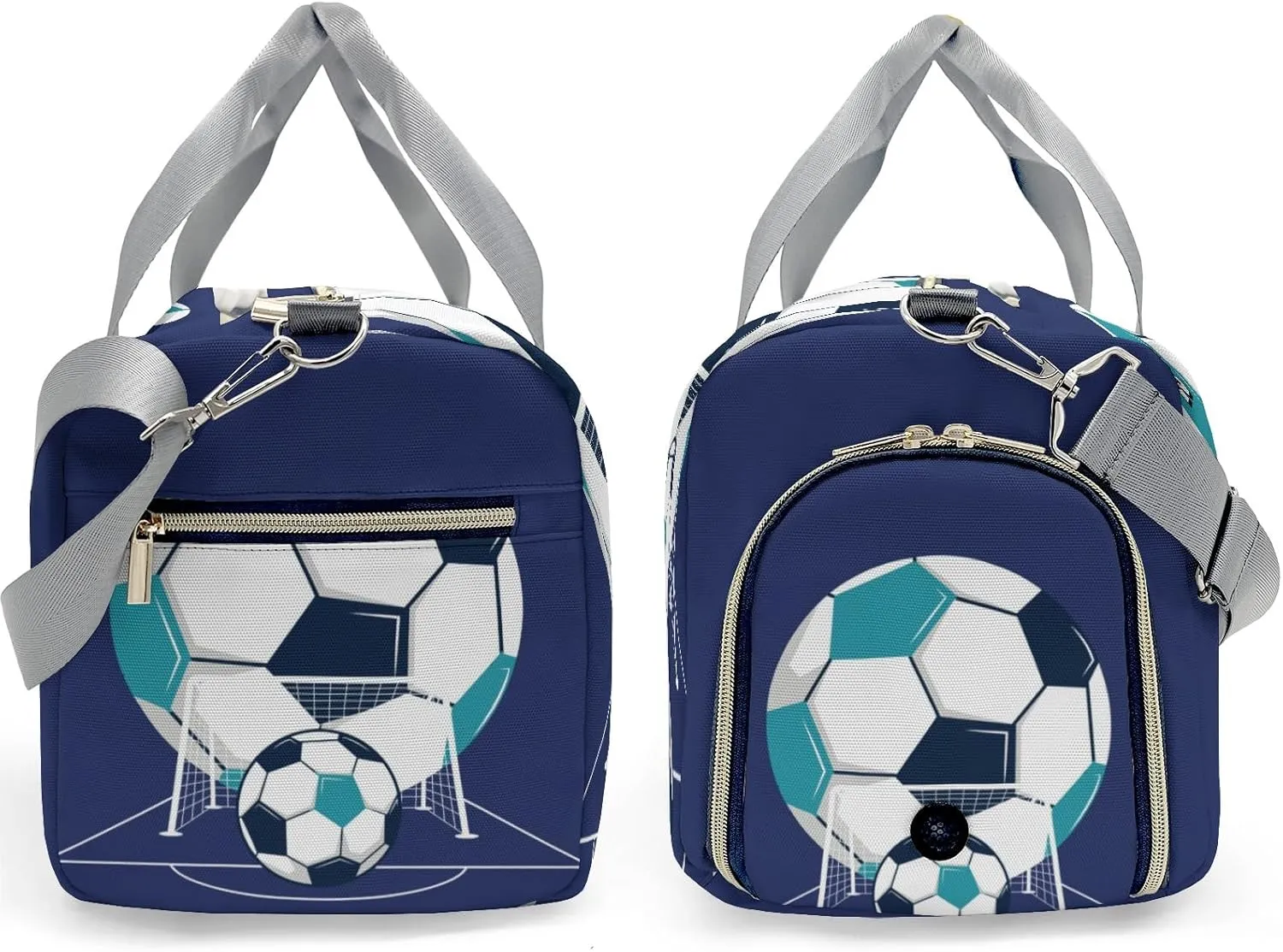 Sport Player Gym Bags Travel Duffle Bag,Number Live Love Soccer Turquoise Weekender Duffel Bag with Shoe Compartment,Personalized Workout Duffle Sports Bag for Travel Yoga