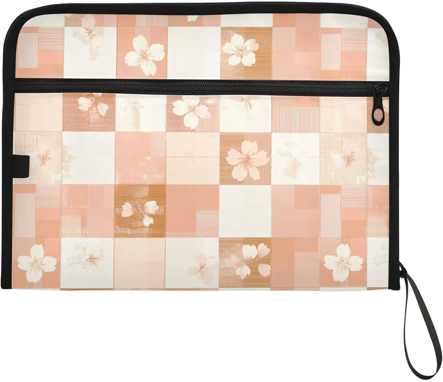 Squares Rose Gold Orange Cherry Blossom Expandable File Folders A4 Size File Folders Expandable with Pockets Pocket File Organizer Folder Legal Size for Tactical