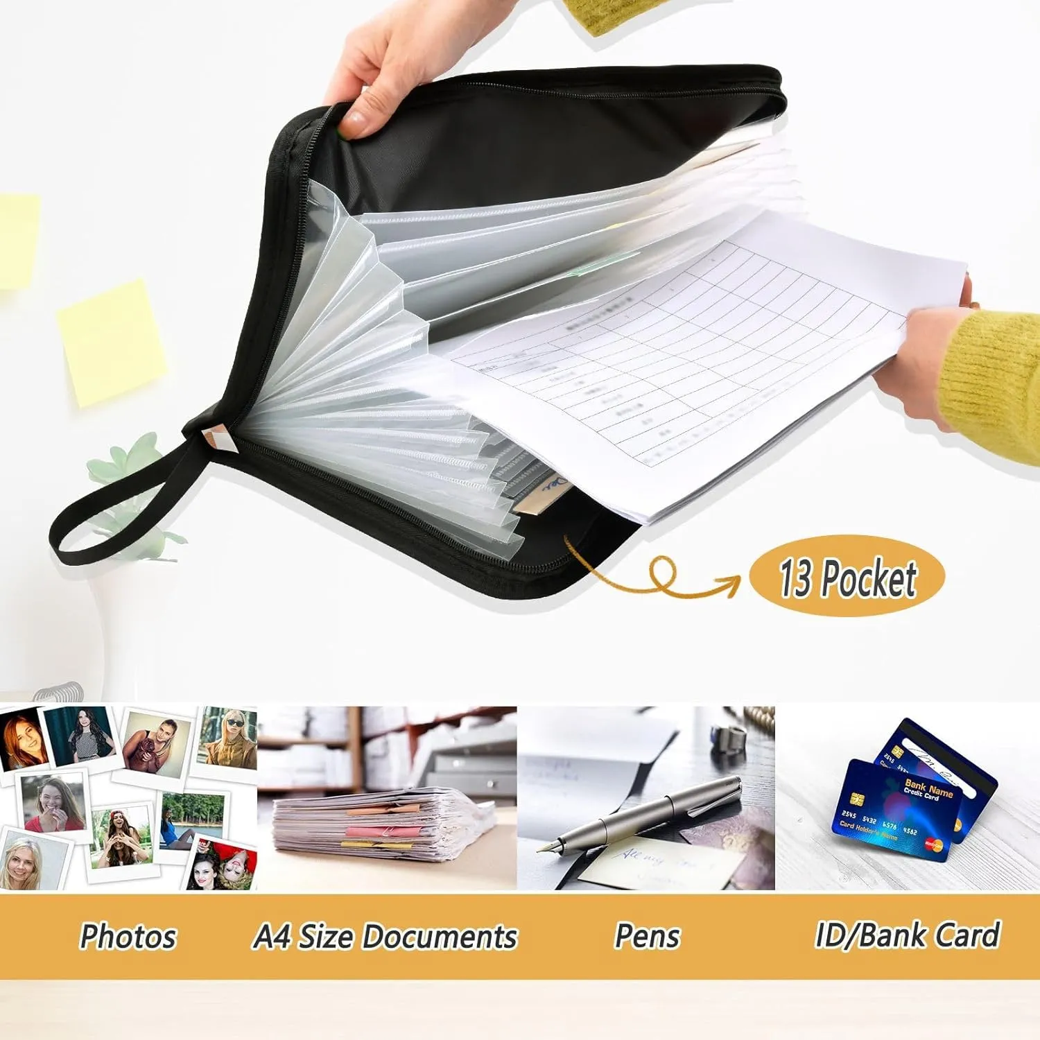 Squares Rose Gold Orange Cherry Blossom Expandable File Folders A4 Size File Folders Expandable with Pockets Pocket File Organizer Folder Legal Size for Tactical