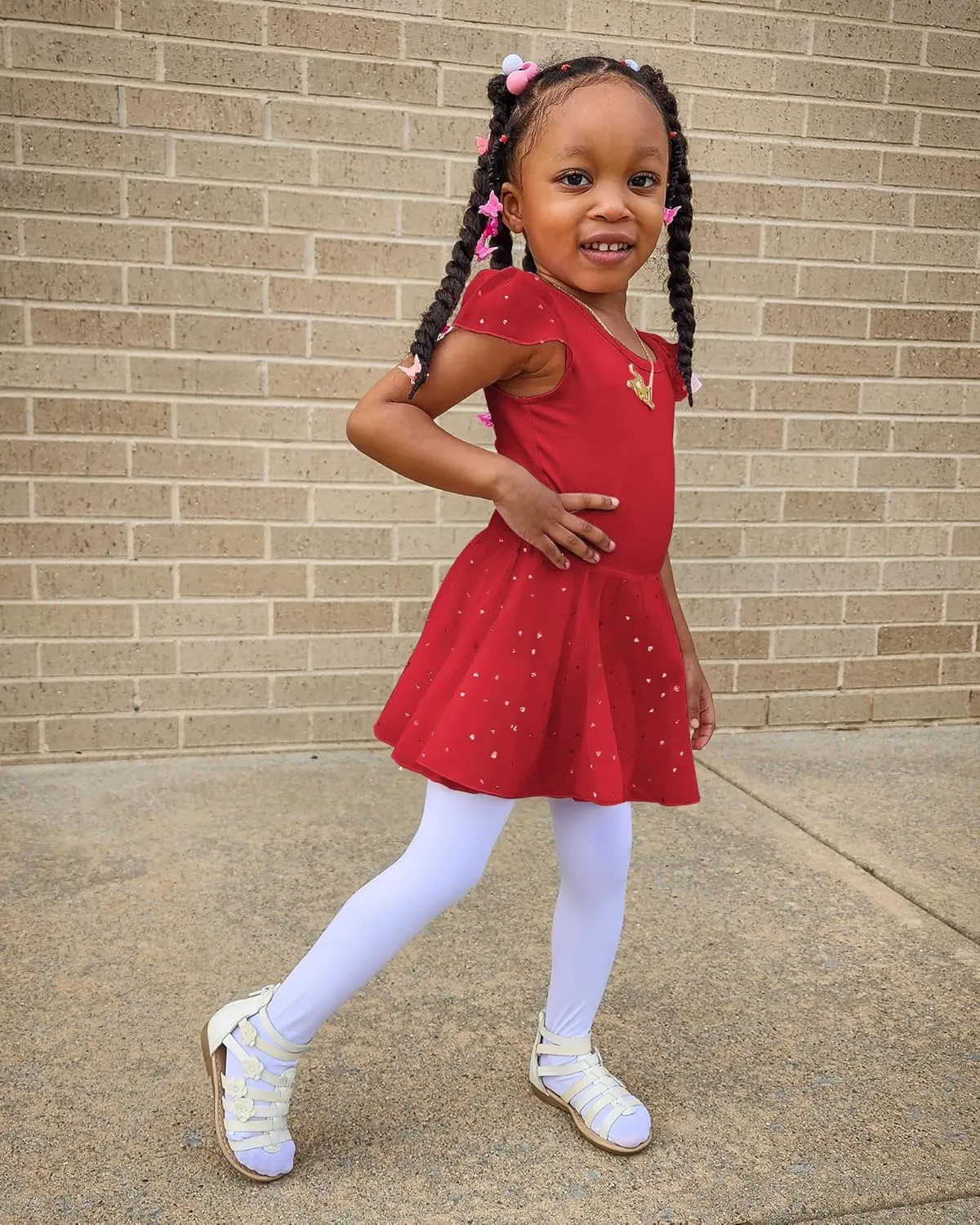 Stelle Ballet Leotards for Girls Dance Leotard with Skirt Toddler Pink Ballet Outfit Ruffle Sleeve Kids Dance Dress