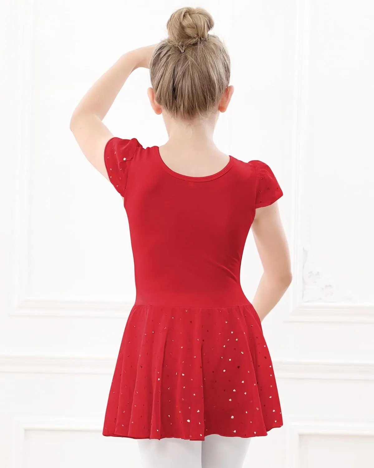 Stelle Ballet Leotards for Girls Dance Leotard with Skirt Toddler Pink Ballet Outfit Ruffle Sleeve Kids Dance Dress