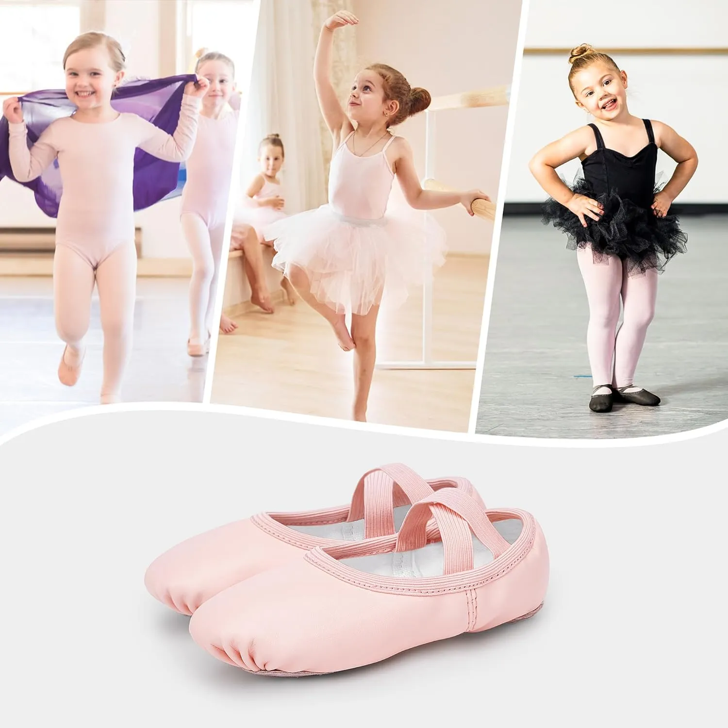 Stelle Ballet Shoes for Girls Women PU Leather Dance Slippers Boys Ballerina Shoes for Toddler/Little Kid/Big Kid/Women