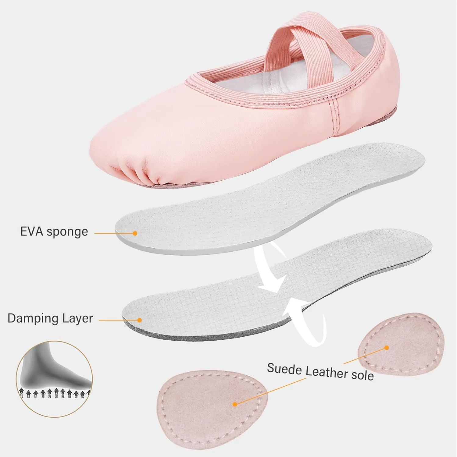 Stelle Ballet Shoes for Girls Women PU Leather Dance Slippers Boys Ballerina Shoes for Toddler/Little Kid/Big Kid/Women