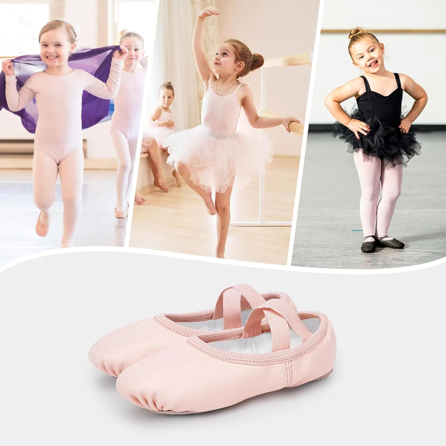 Stelle Ballet Shoes for Girls Women PU Leather Dance Slippers Boys Ballerina Shoes for Toddler/Little Kid/Big Kid/Women