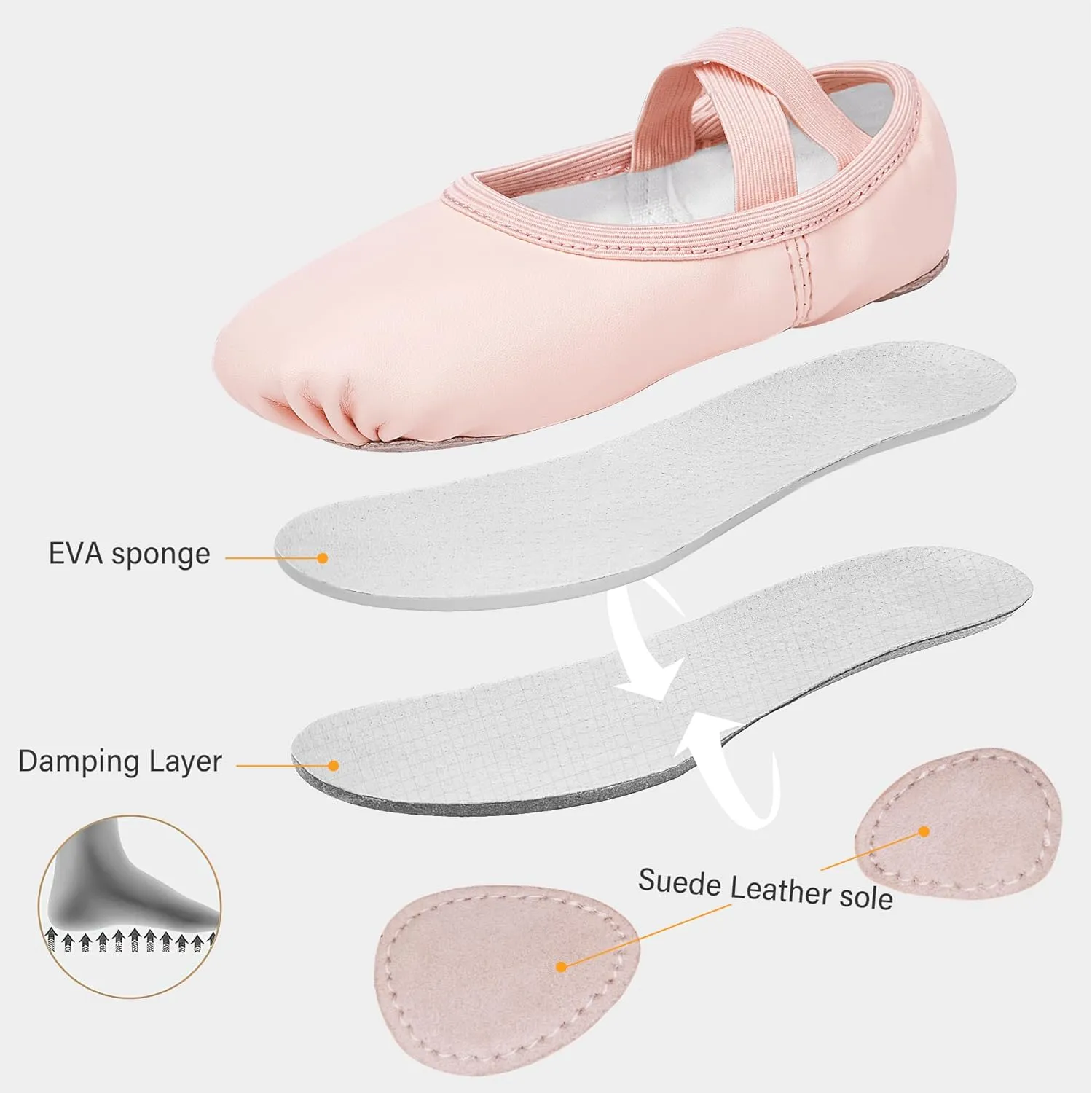 Stelle Ballet Shoes for Girls Women PU Leather Dance Slippers Boys Ballerina Shoes for Toddler/Little Kid/Big Kid/Women