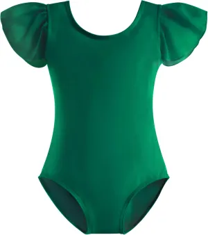 Stelle Girls Leotards Black Ballet Dance Leotards Ruffle Short Sleeve Gymnastics Outfits(Toddler/Little Kid/Big Kid)
