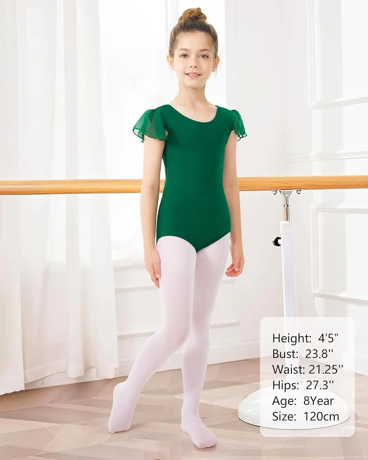 Stelle Girls Leotards Black Ballet Dance Leotards Ruffle Short Sleeve Gymnastics Outfits(Toddler/Little Kid/Big Kid)