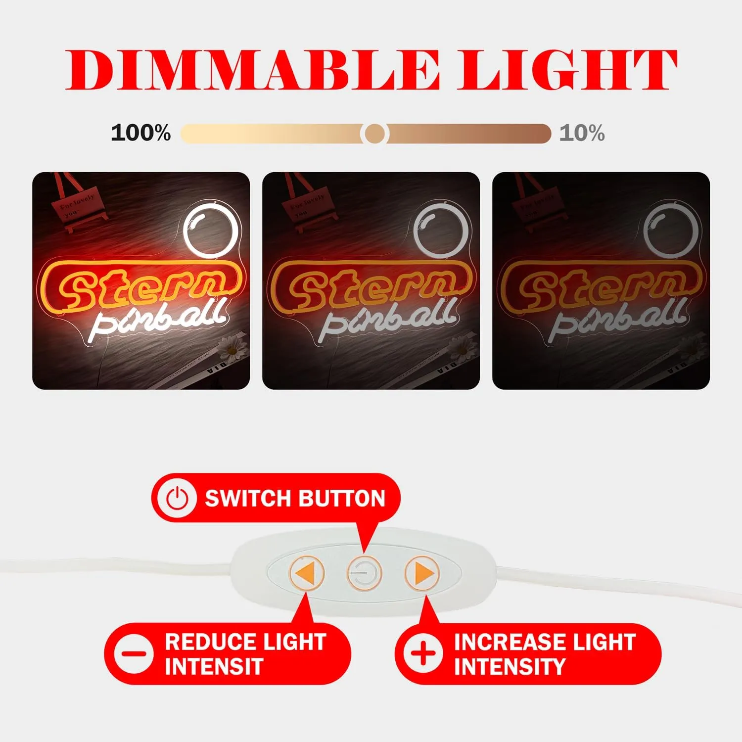 Stern Pinball Neon Signs Dimmable Pinball Neon Led Sign for Wall Decor, Stern Pinball Arcade Neon Sign Pinball Neon Lights Signs for Man Cave Game Room Beer Bar Bedroom