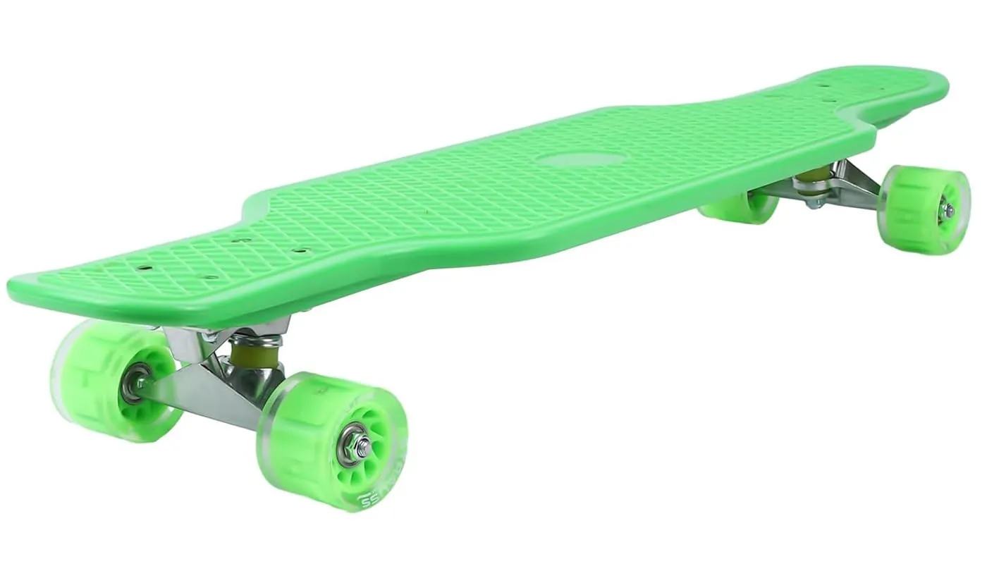 STRAUSS Cruiser Skateboard| Penny Skateboard | Casterboard | Hoverboard | Anti-Skid Board with ABEC-7 High Precision Bearings | PU Wheel with Light |Ideal for All Skill Level (31 X 8 Inch), (Green)