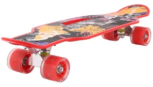 STRAUSS Cruiser Skateboard| Penny Skateboard | Casterboard | Hoverboard | Anti-Skid Board with ABEC-7 High Precision Bearings | PU Wheel with Light |Ideal for All Skill Level (31 X 8 Inch), (Scribble Red)